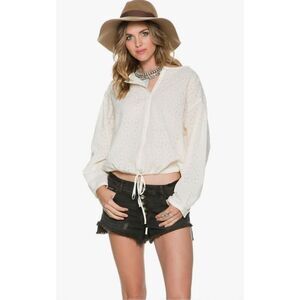 Free People Stars Align Button Front Top in Ivory Size M